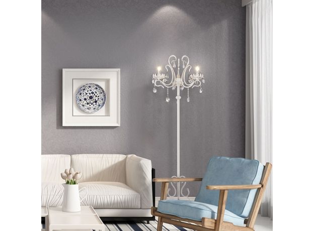 Торшер с хрусталем белый 12205/3F белый