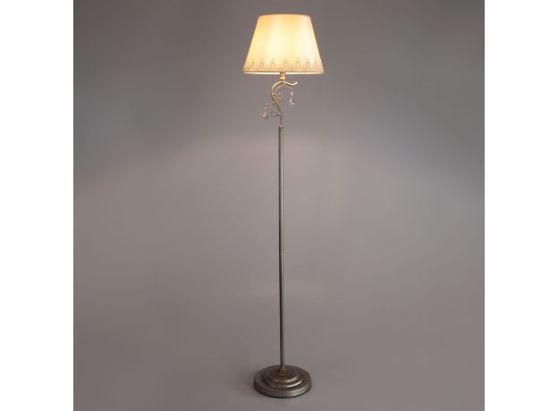 Классический торшер с абажуром 01023/1 серебро