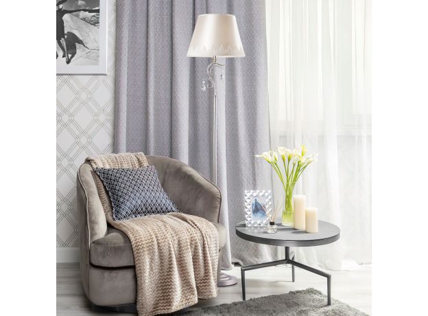 Классический торшер с абажуром 01023/1 серебро