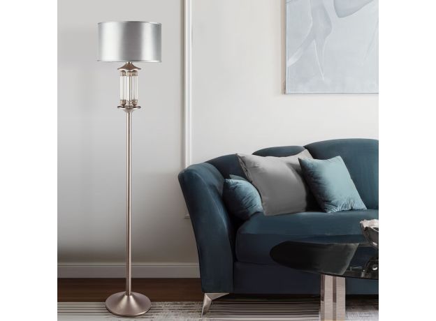 Классический торшер с абажуром 01046/1 сатин-никель