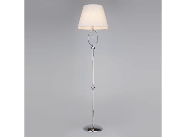 Торшер с белым абажуром 01056/1 хром/прозрачный хрусталь Strotskis