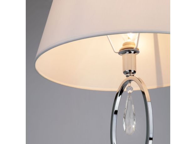 Торшер с белым абажуром 01056/1 хром/прозрачный хрусталь Strotskis