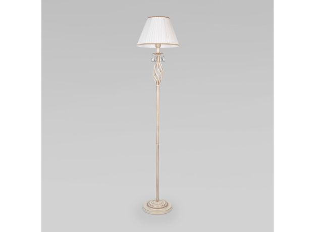 Напольный светильник с хрусталем 10073/1 белый с золотом