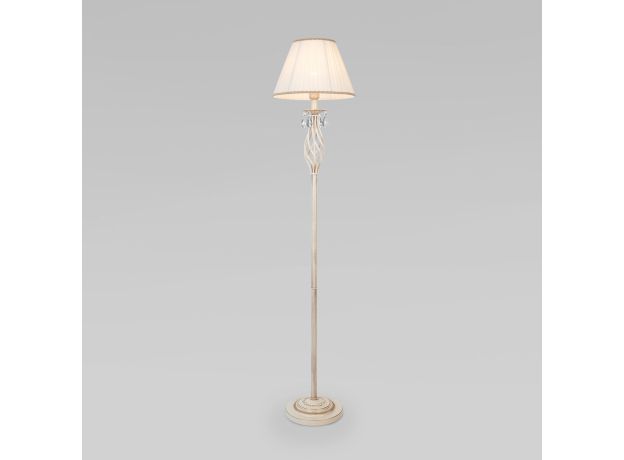 Напольный светильник с хрусталем 10073/1 белый с золотом