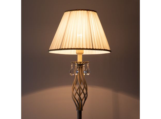 Напольный светильник с хрусталем 10073/1 белый с золотом