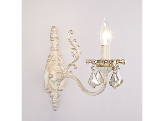 Бра с тонированным хрусталем 3281/1 белый с золотом / тонированный хрусталь