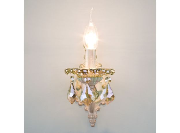 Бра с тонированным хрусталем 3281/1 белый с золотом / тонированный хрусталь