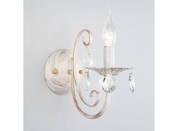 Бра с хрусталем 3305/1 белый с золотом / прозрачный хрусталь