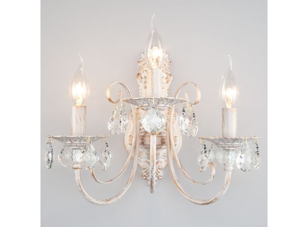 Бра с хрусталем 3305/3  белый с золотом / прозрачный хрусталь