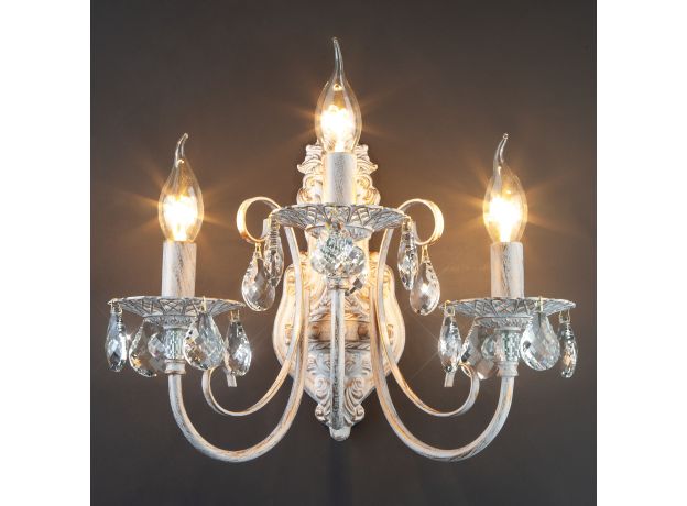 Бра с хрусталем 3305/3  белый с золотом / прозрачный хрусталь