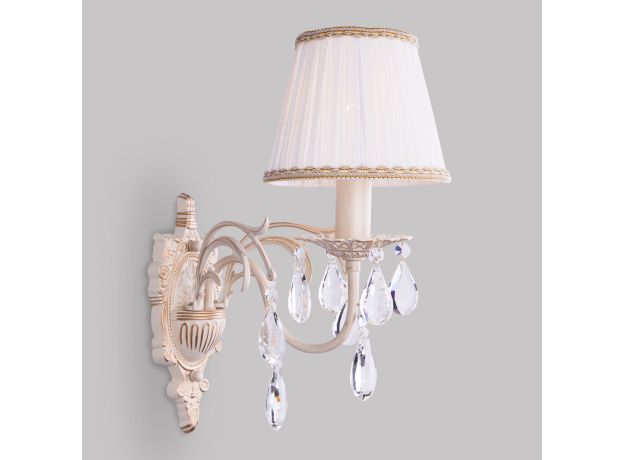 Бра с хрусталем 3637/1 белый с золотом / прозрачный хрусталь