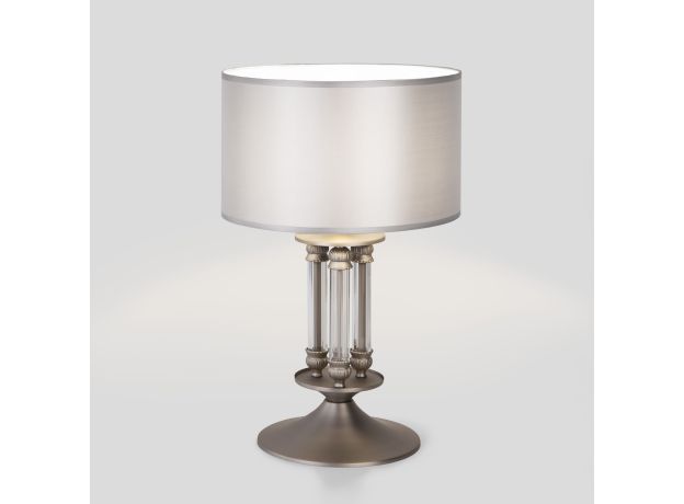 Классическая настольная лампа с абажуром 01045/1 сатин-никель