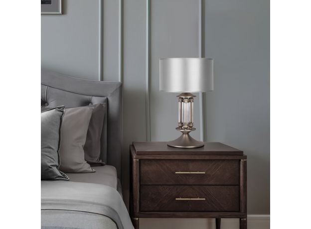 Классическая настольная лампа с абажуром 01045/1 сатин-никель