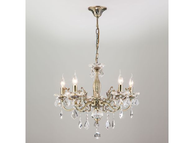 Люстра с хрусталем в классическом стиле 3281/5 античная бронза / прозрачный хрусталь
