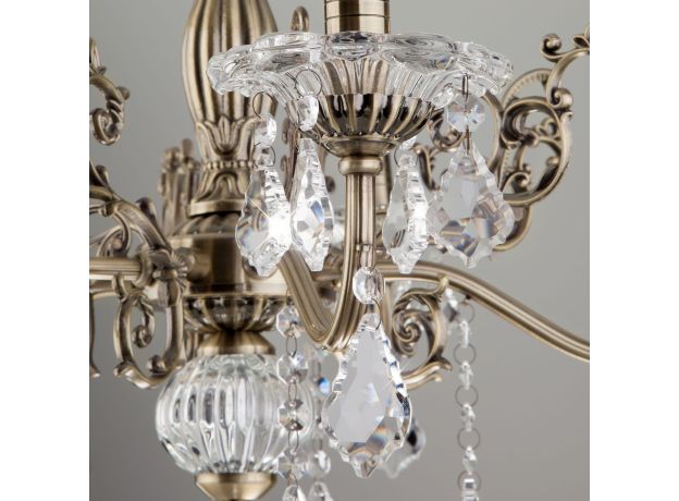 Люстра с хрусталем в классическом стиле 3281/5 античная бронза / прозрачный хрусталь