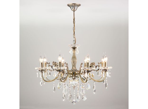 Подвесная люстра с хрусталем 3281/8 античная бронза / прозрачный хрусталь