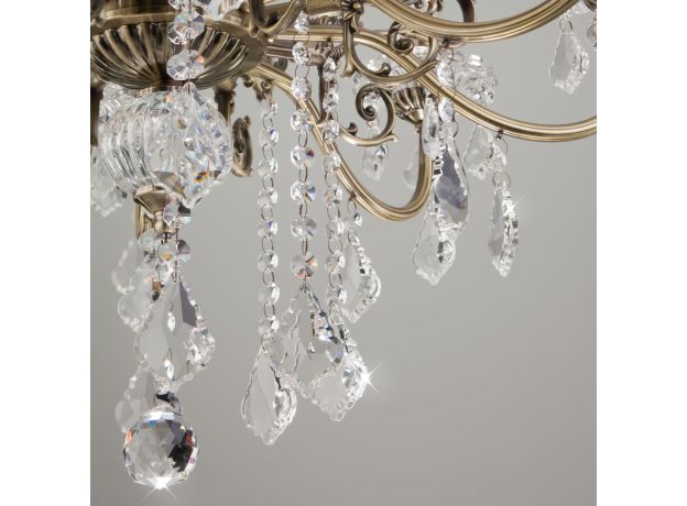 Подвесная люстра с хрусталем 3281/8 античная бронза / прозрачный хрусталь