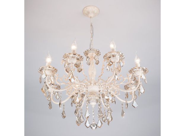 Люстра с тонированным хрусталем 3281/8 белый с золотом / тонированный хрусталь