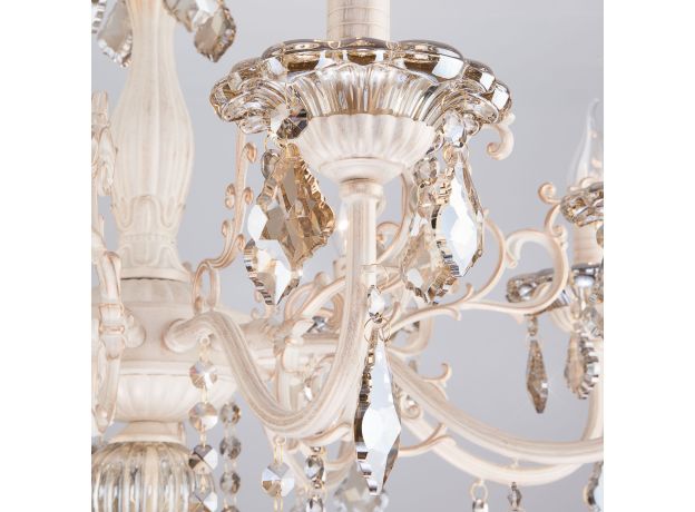 Люстра с тонированным хрусталем 3281/8 белый с золотом / тонированный хрусталь