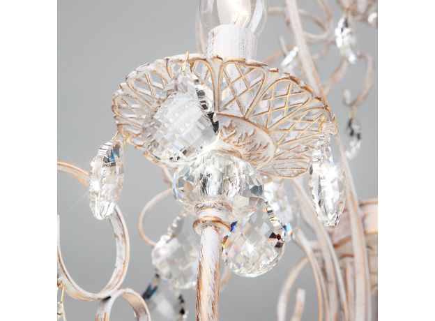 Люстра подвесная с хрусталем 3305/12 белый с золотом / прозрачный хрусталь