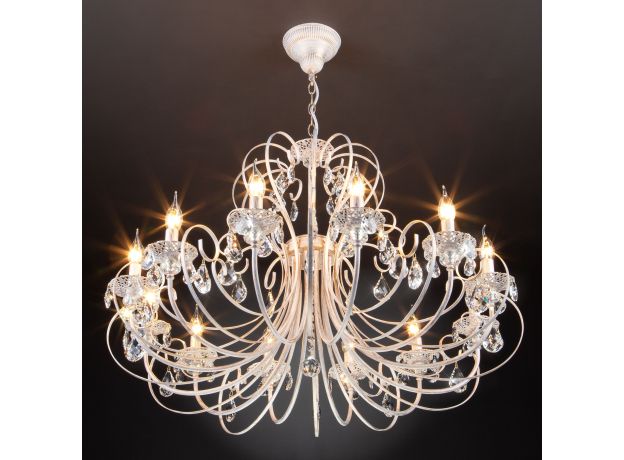 Люстра подвесная с хрусталем 3305/12 белый с золотом / прозрачный хрусталь