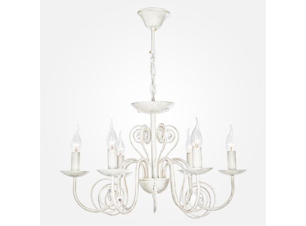 Люстра с прозрачным хрусталем 60018/6 белый с золотом