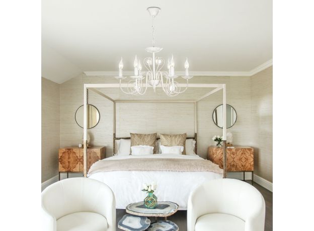 Люстра с прозрачным хрусталем 60018/6 белый с золотом