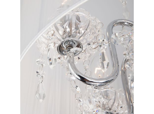 Люстра подвесная с абажуром и хрусталем 2045/5 хром/белый