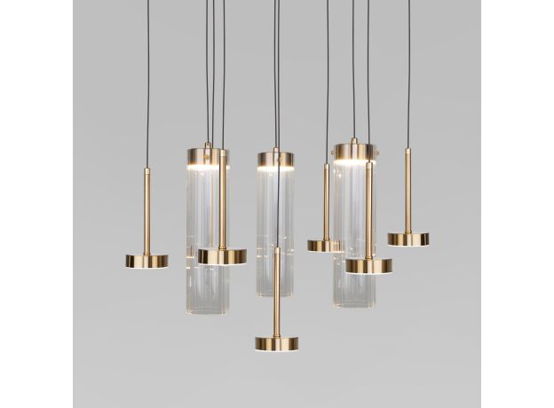 Подвесной светодиодный светильник со стеклянными плафонами 301102 LED латунь