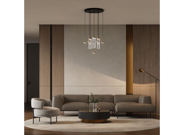 Подвесной светодиодный светильник со стеклянными плафонами 301102 LED латунь