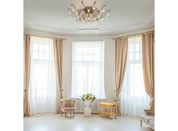 Потолочная люстра с хрусталем 10042/12 античная бронза