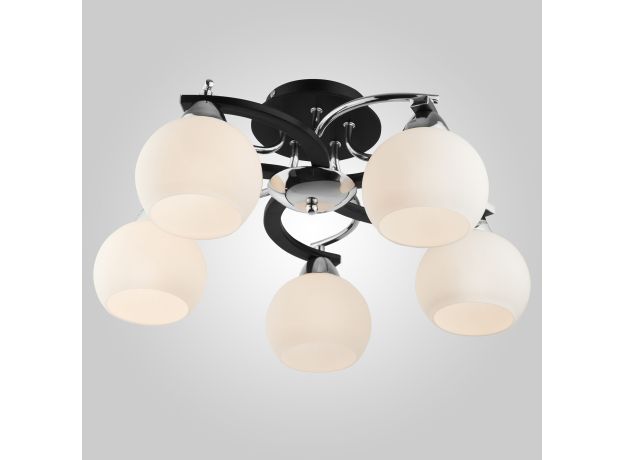 Потолочная люстра с белыми плафонами 9654/5 хром/черный