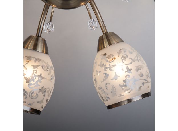 Потолочная люстра с хрусталем 30026/8 античная бронза