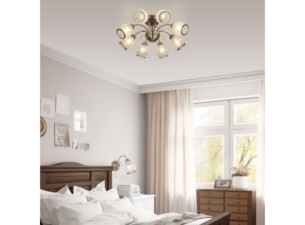 Потолочная люстра с хрусталем 30026/8 античная бронза