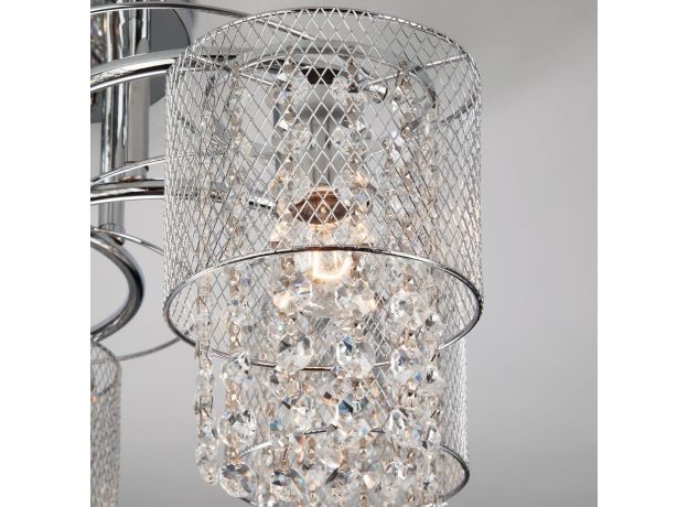 Потолочная люстра с хрусталем и плафонами 30137/5 хром