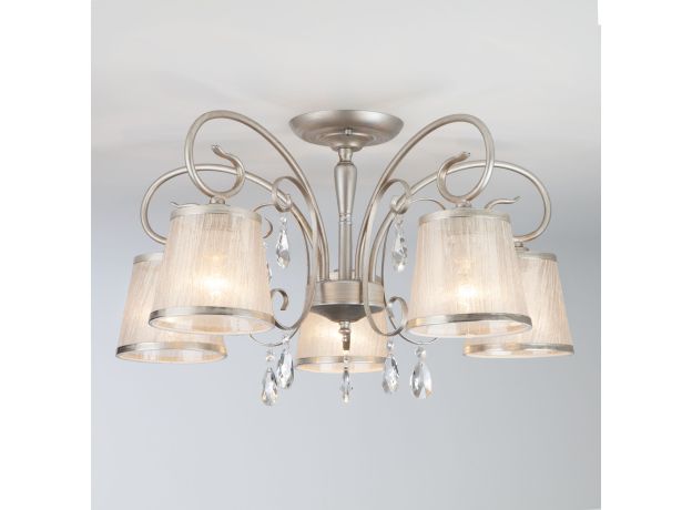 Потолочная люстра с абажурами 60065/5 серебро
