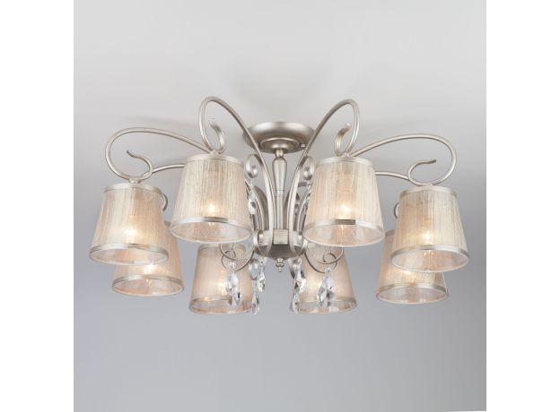 Люстра потолочная с абажурами 60065/8 серебро