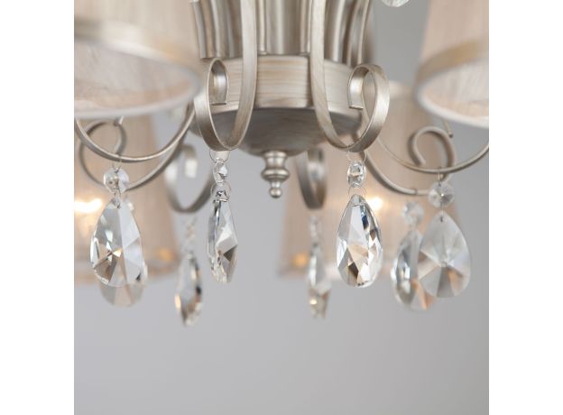 Люстра потолочная с абажурами 60065/8 серебро