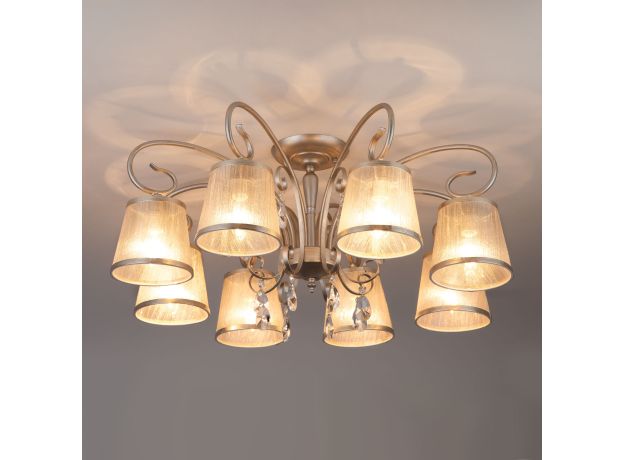 Люстра потолочная с абажурами 60065/8 серебро