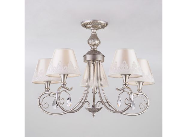 Люстра в классическом стиле с абажурами 60069/5 серебро