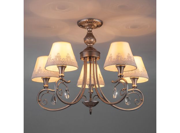 Люстра в классическом стиле с абажурами 60069/5 серебро