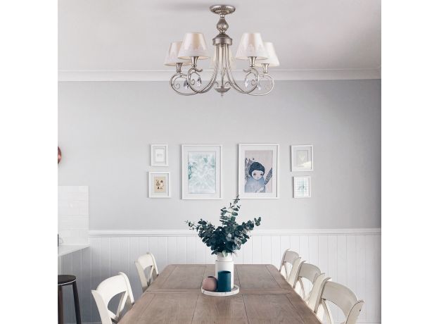 Люстра в классическом стиле с абажурами 60069/5 серебро