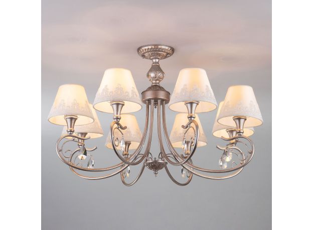 Классическая люстра с абажурами 60069/8 серебро