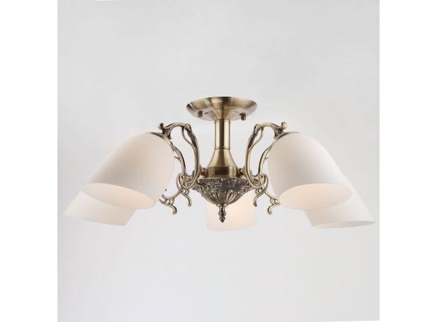 Потолочная люстра со стеклянными плафонами 22010/5 античная бронза