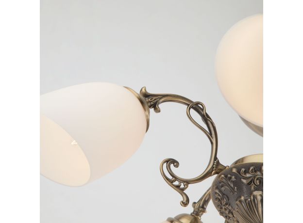 Потолочная люстра со стеклянными плафонами 22010/5 античная бронза