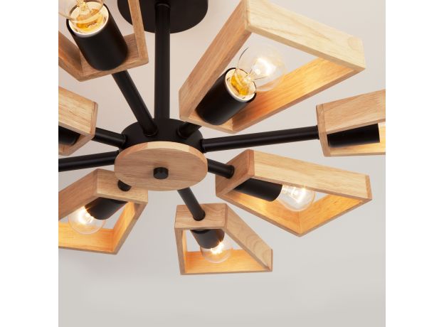 Потолочная люстра лофт с деревянными элементами 70056/8 черный
