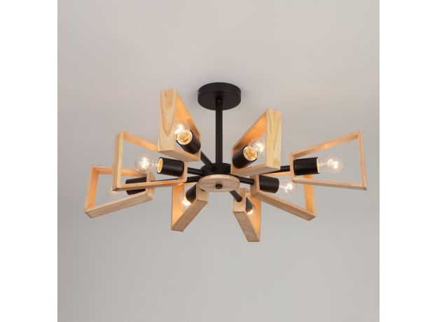 Потолочная люстра лофт с деревянными элементами 70056/8 черный