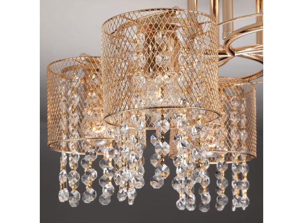 Потолочный светильник с хрусталем и плафонами из металла 30137/5 золото