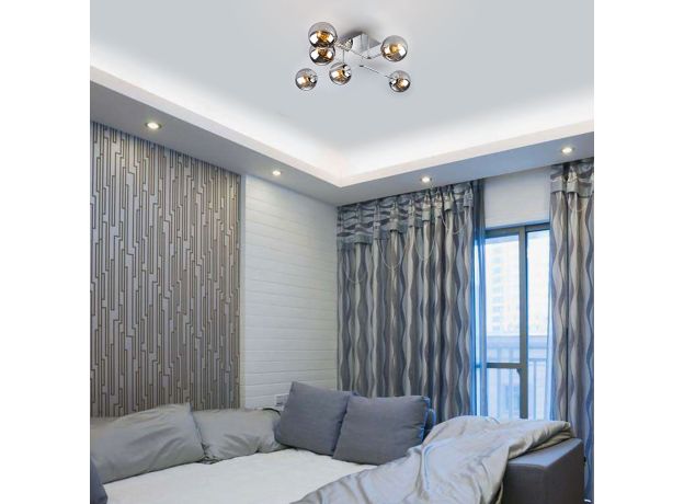 Потолочный светильник с круглыми стеклянными плафонами 30140/6 хром