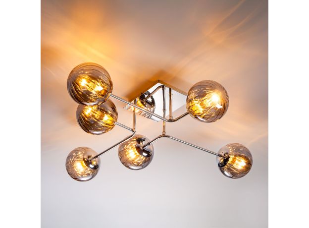 Потолочный светильник с круглыми стеклянными плафонами 30140/6 хром